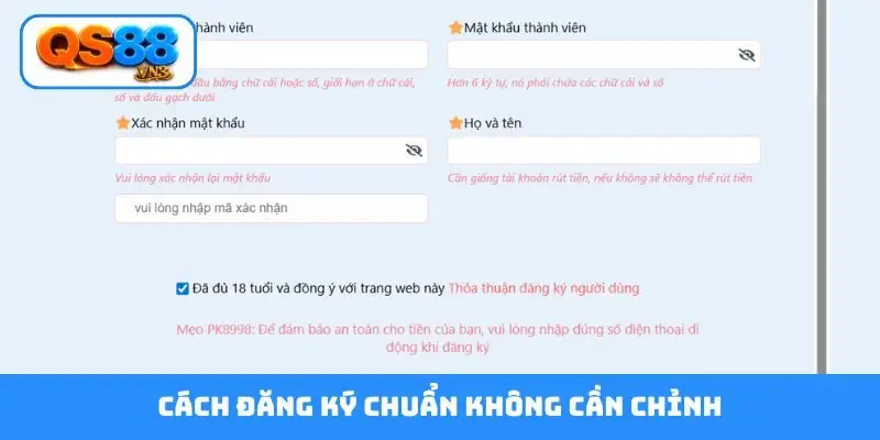 Cách đăng ký chuẩn không cần chỉnh